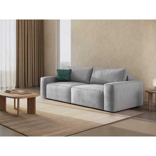 Iš boucle sulankstoma sofa šviesiai pilkos spalvos 247 cm Jodie – Micadoni Home-image-1
