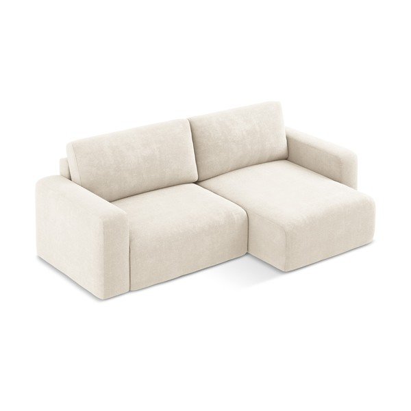 Kreminės spalvos sulankstoma/su sandėliavimo vieta kampinė sofa iš šenilinio audinio (su dešiniuoju kampu/su gultu) Kona – Makamii-image-3