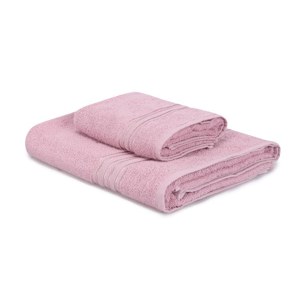 Vonios rankšluosčių rinkiniai rožinės spalvos iš medvilnės 2 vnt. Dora – Foutastic