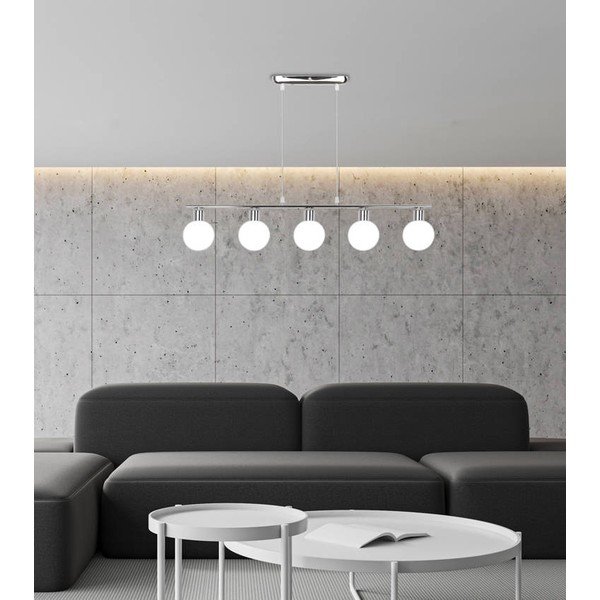 Sidabro spalvos pakabinamas šviestuvas su stikliniu gaubtu 10x82 cm Oden - Candellux Lighting-image-1