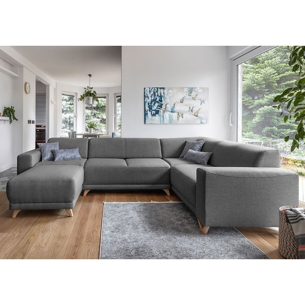 Pilkos spalvos sulankstoma/su sandėliavimo vieta kampinė sofa (su dešiniuoju kampu/„U“ formos) Classy Sophie – Miuform-image-1