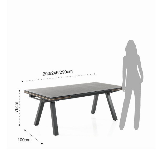 Iš aliuminio sodo valgomojo stalas 100x200 cm Thilia – Tomasucci-image-4