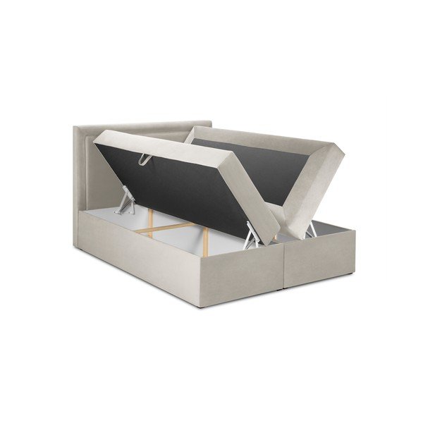 Smėlio spalvos aksominė dvigulė lova Mazzini Beds Yucca, 180 x 200 cm-image-4