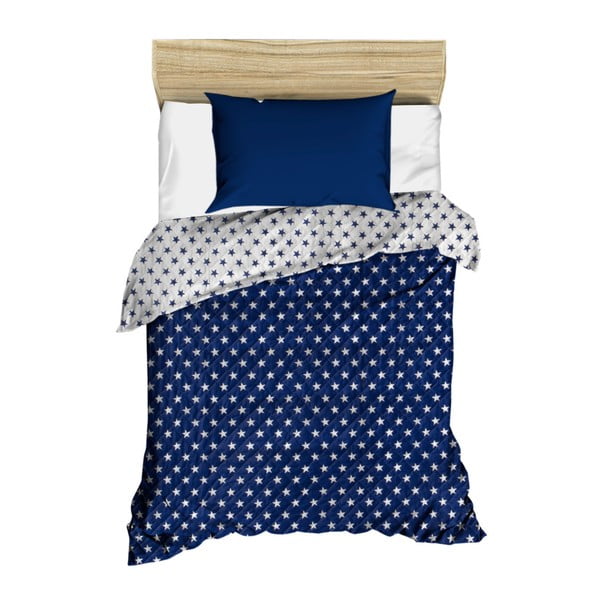 Tamsiai mėlyna dygsniuota lovatiesė Dotty, 160 x 230 cm