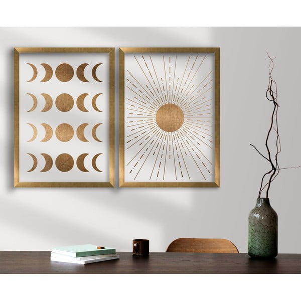 Paveikslai 2 vnt. 38x53 cm Moon & Sun – Wallity-image-1