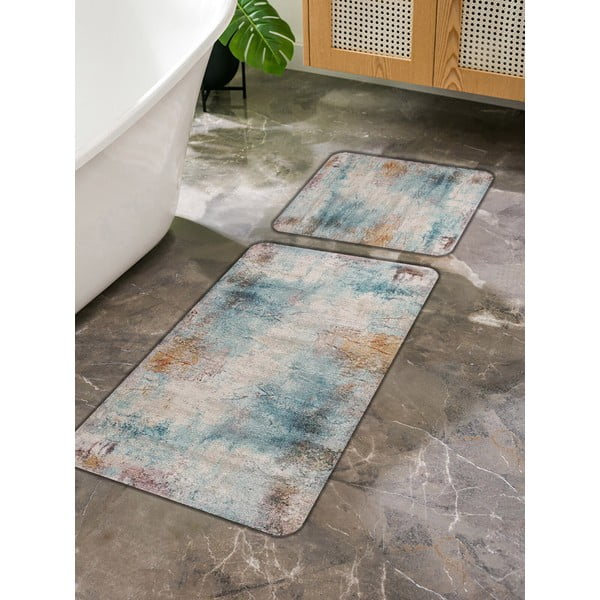 Vonios kilimėliai mėlynos spalvos/pilkos spalvos 2 vnt. 60x100 cm – Mila Home-image-3