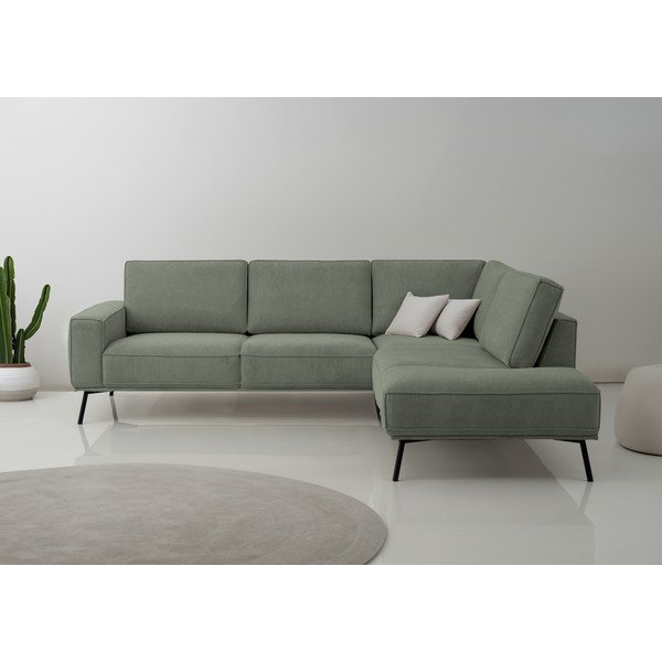 Žalios spalvos kampinė sofa iš šenilinio audinio (su dešiniuoju kampu/„L“ formos) Amsterdam – Scandic-image-1