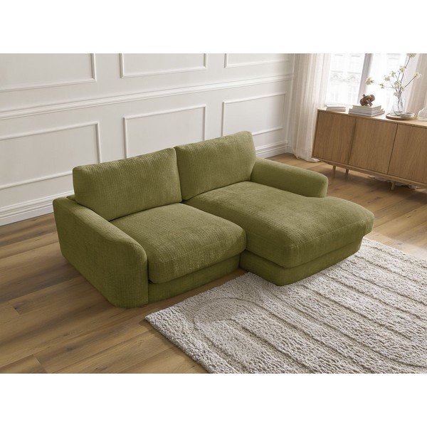 Khaki spalvos kampinė sofa iš šenilinio audinio (su dešiniuoju kampu/su gultu) Leonore – Bobochic Paris-image-4