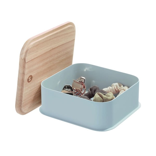 Pilka dėžutė su dangteliu pagaminta iš paulovnijos medienos iDesign Eco, 21,3 x 21,3 cm-image-2