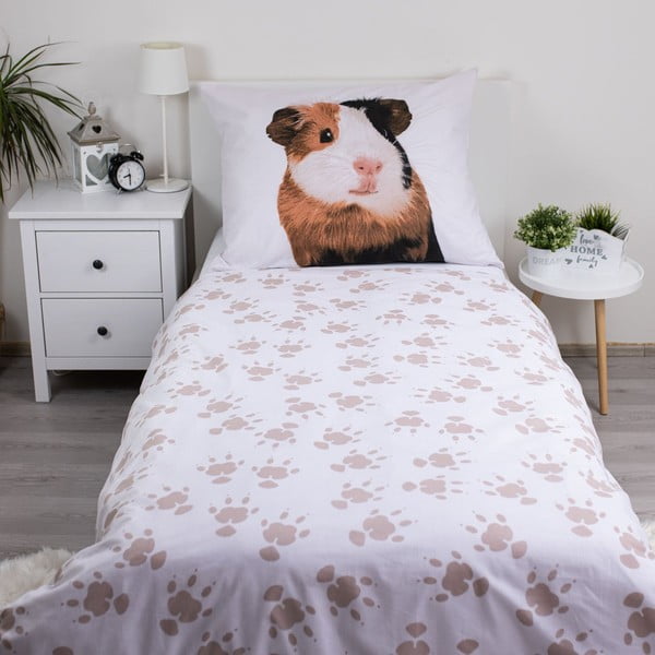 Baltos spalvos iš medvilnės viengulė vaikiška patalynė 140x200 cm Guinea Pig – Jerry Fabrics-image-2