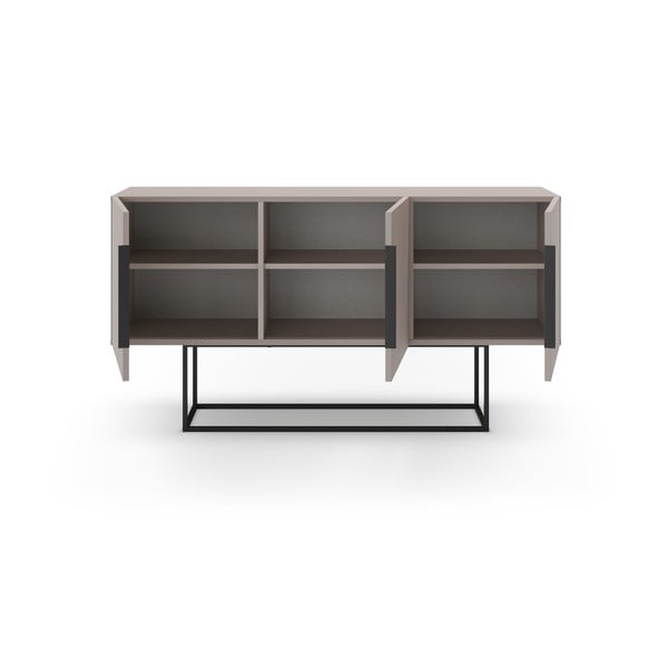 Žema šoninė spintelė pilkos spalvos/smėlio spalvos 150x80 cm Titan – Marckeric-image-3