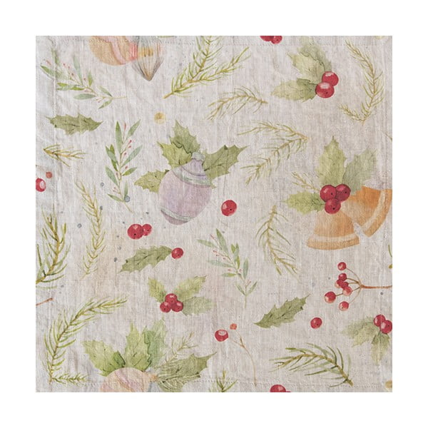Kalėdinė lininė staltiesė Linen Tales Jingle Bells, 140 x 140 cm-image-1