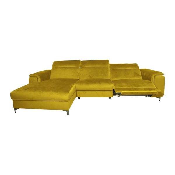 Kampinė sofa geltonos spalvos iš velveto (su kairiuoju kampu) Brito – MESONICA-image-3