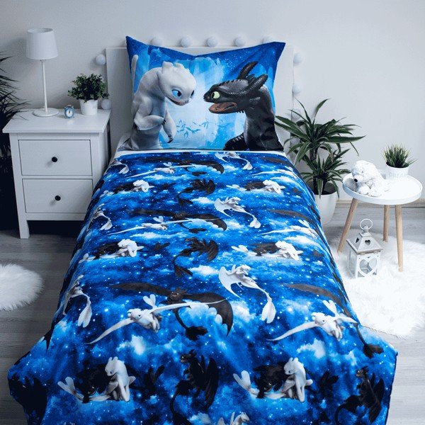 Viengulė vaikiška patalynė iš mikropluošto 140x200 cm How to Train Your Dragon – Jerry Fabrics-image-2