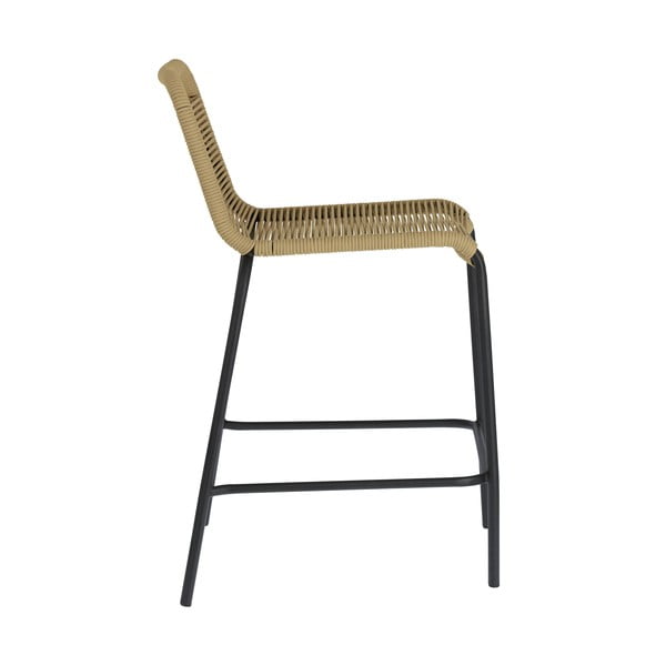 Smėlio spalvos baro kėdė su plienine konstrukcija Kave Home Glenville, aukštis 62 cm-image-3