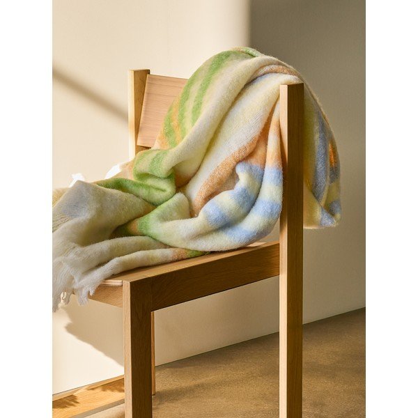 Geltonos spalvos/žalios spalvos antklodė ir pledas iš vilnos mišinio 140x200 cm Loom – Hübsch-image-1