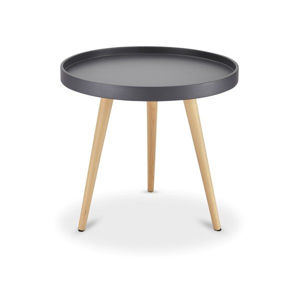 Pilkas kavos staliukas su buko medienos kojomis Furnhouse Opus, Ø 50 cm-image-1