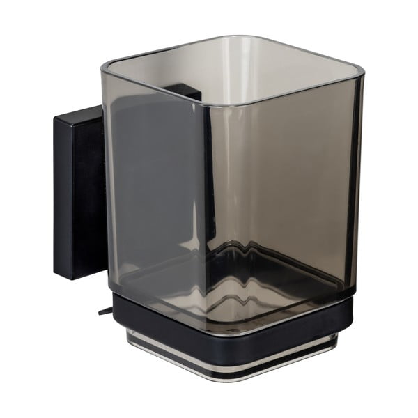 Klijuojamas iš plastiko dantų šepetėlio indas juodos spalvos Quadro – Wenko