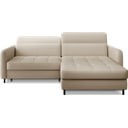 Smėlio spalvos iš velveto sulankstoma/su sandėliavimo vieta kampinė sofa (su dešiniuoju kampu/su gultu) Gomsi – ELTAP