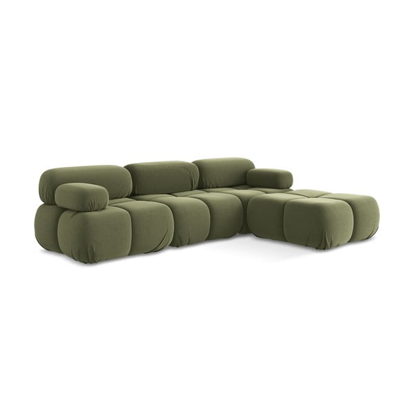 Šviesiai žalios spalvos iš velveto modulinė kampinė sofa Lokua – Makamii-image-3