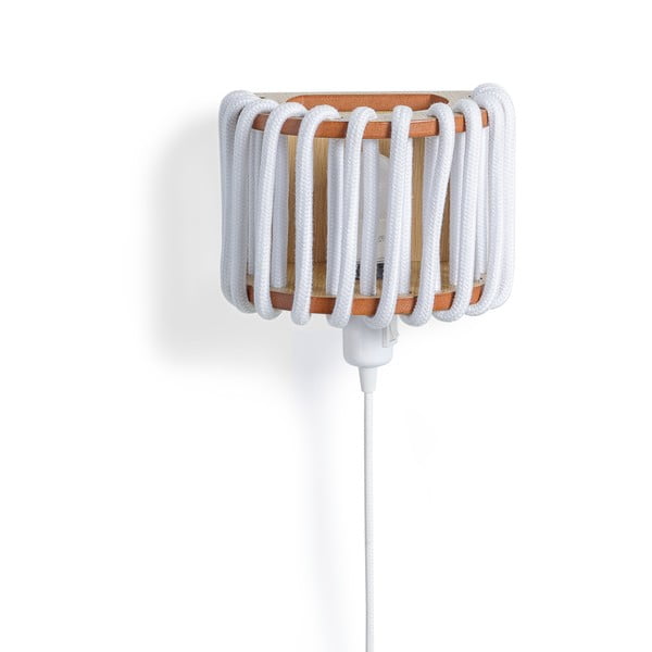 Baltas sieninis šviestuvas su medine konstrukcija EMKO Macaron, 20 cm ilgio-image-1