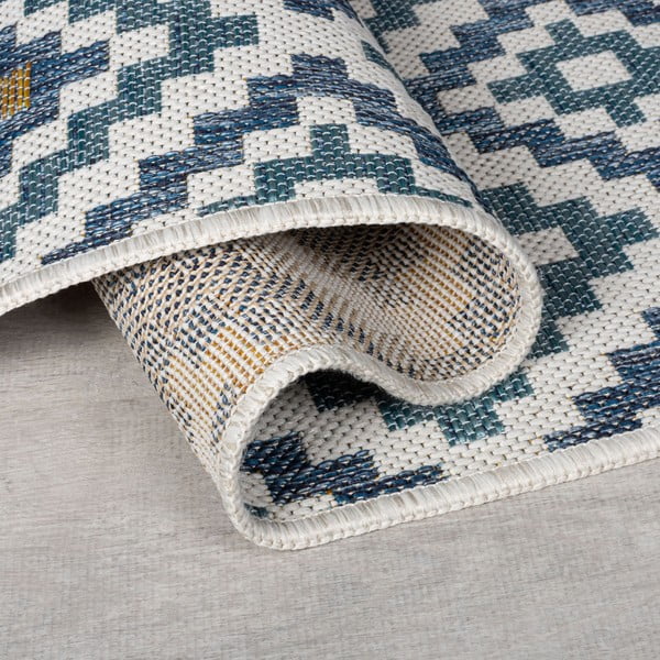 Geltonos spalvos/mėlynos spalvos lauko ir vidaus kilimas 160x230 cm Zia Trellis – Flair Rugs-image-2