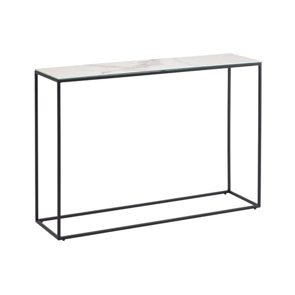 Juodos ir baltos spalvos iš keraminės plokštės konsolinis staliukas 30x110 cm Rewena – Kave Home