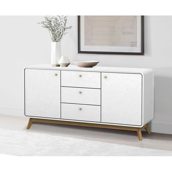 Žema šoninė spintelė baltos spalvos 140x75 cm Caitlin – Støraa-image-1