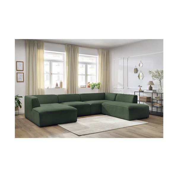 Žalios spalvos modulinė kampinė sofa (su dešiniuoju kampu/„U“ formos) Megeve – Bobochic Paris-image-1