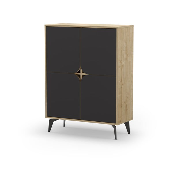 Spintelė juodos spalvos/natūralios spalvos iš ąžuolo 90x120 cm Nola – Marckeric-image-3