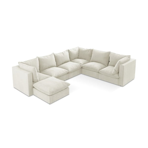 Smėlio spalvos kampinė sofa (su dešiniuoju kampu/„U“ formos) Manao – Makamii-image-3