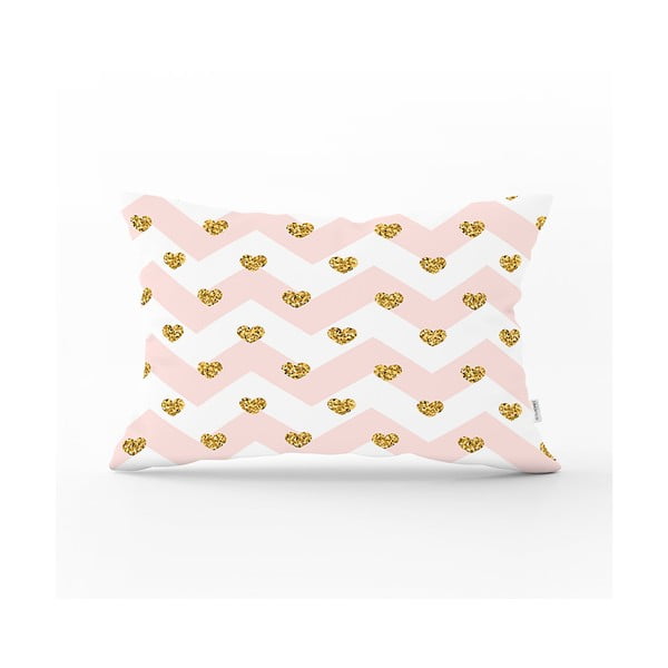 Kalėdinis pagalvės užvalkalas Minimalist Cushion Covers Gold Hearts, 35 x 55 cm