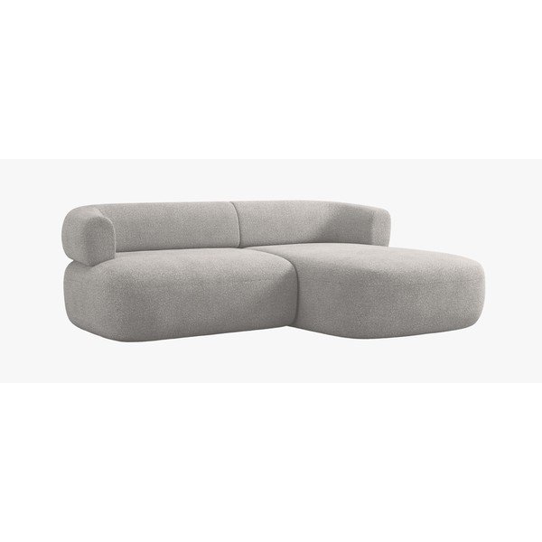 Šviesiai pilkos spalvos kampinė sofa iš boucle (su dešiniuoju kampu/su gultu) Jenny – Micadoni -image-1
