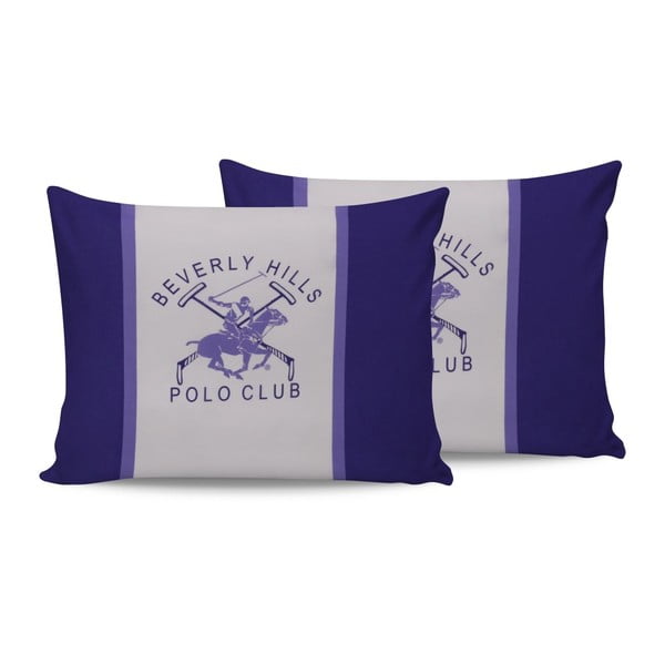 2 medvilninių užvalkalų rinkinys "Polo Club Purple", 50 x 70 cm