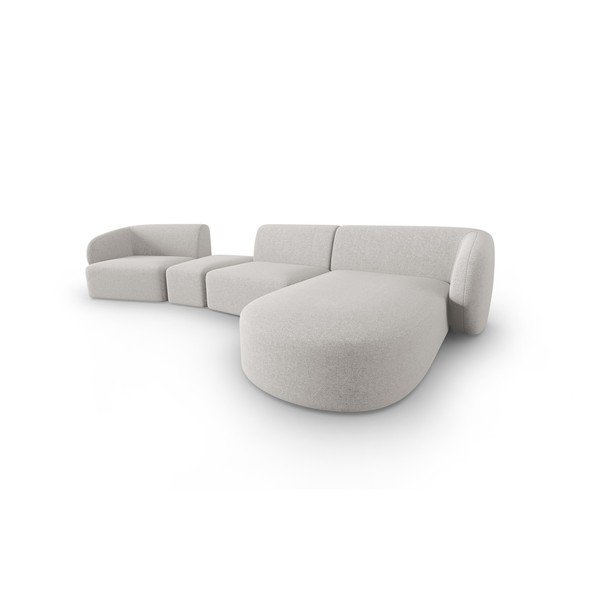 Šviesiai pilkos spalvos iš šenilinio audinio kampinė sofa (su dešiniuoju kampu/su gultu) Paolo – Milo Casa-image-2