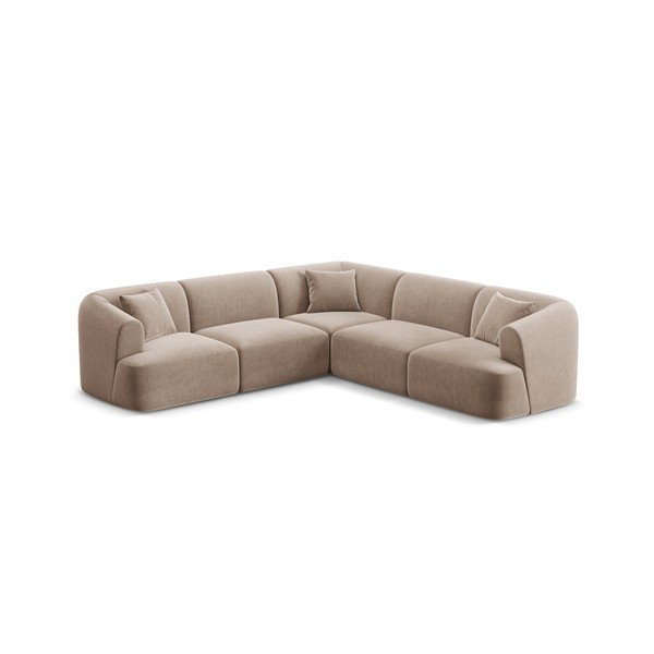Šviesiai rudos spalvos kampinė sofa iš velveto Campi – Cosmopolitan Design-image-2