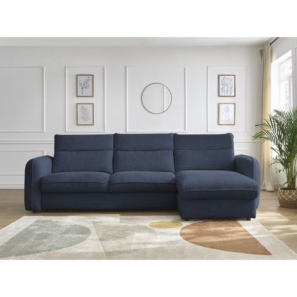 Tamsiai mėlynos spalvos kampinė sofa Achille – Bobochic Paris-image-1