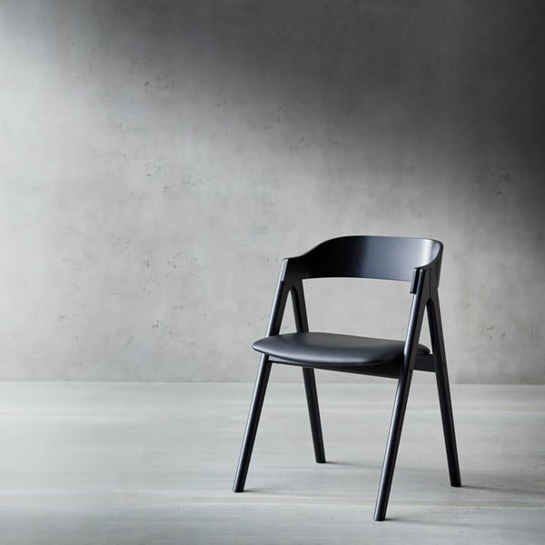 Juoda ąžuolinė valgomojo kėdė su odine sėdyne Findahl by Hammel Mette-image-1