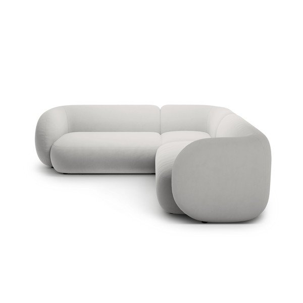 Šviesiai pilkos spalvos kampinė sofa iš velveto Kate – Micadoni -image-1