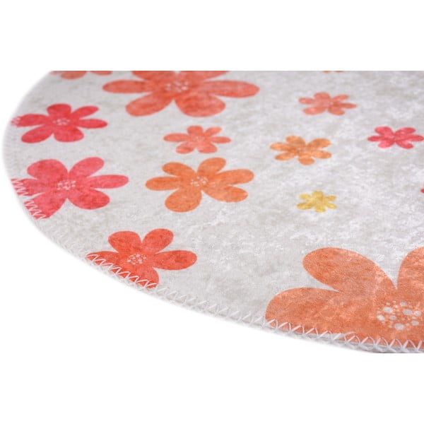 Skalbiamas oranžinės spalvos/dramblio kaulo spalvos vaikiškas kilimas ø100 cm Fall Flowers – Vitaus-image-2