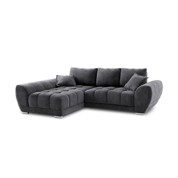 Tamsiai pilka kampinė sofa-lova su aksomo apmušalais Windsor & Co Sofas Nuage, kairysis kampas-image-2
