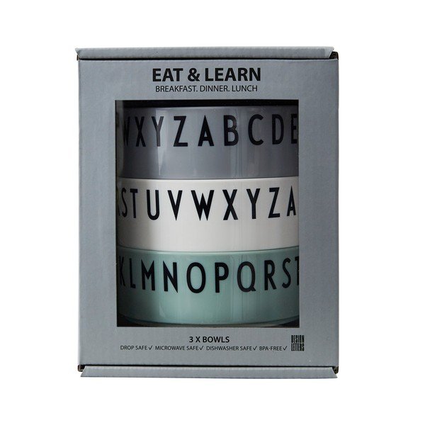 3 vaikiškų dubenėlių rinkinys Design Letters Breakfast. Dinner. Lunch.-image-2