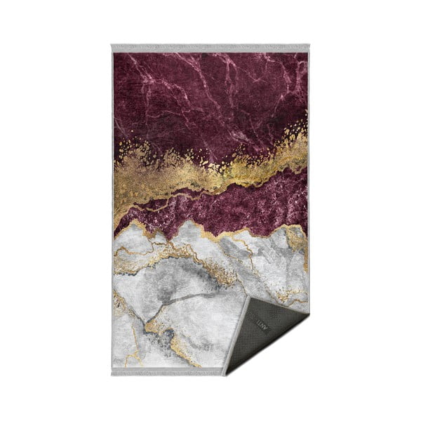 Skalbiamas pailgos formos kilimas bordo spalvos/baltos spalvos 80x200 cm – Mila Home
