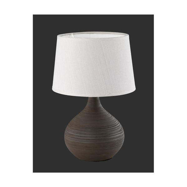 Tamsiai rudos spalvos keramikos ir balto audinio stalinis šviestuvas Reality Martin, aukštis 29 cm-image-4