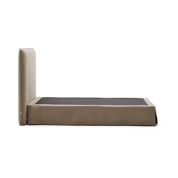 Taupe spalvos viengulė lova audiniu dengta 90x200 cm Jaira – Kave Home-image-3