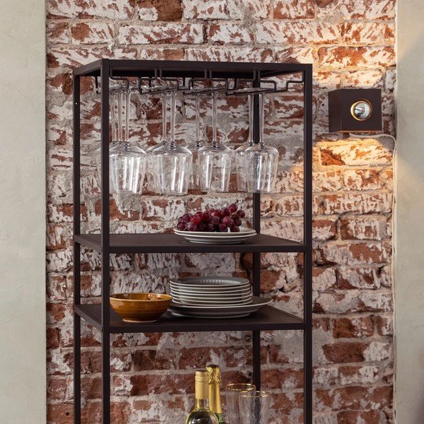 Tamsiai rudos spalvos vyno spintelė butelių skaičius 25, 45x185x40 cm Reese – WOOOD-image-1
