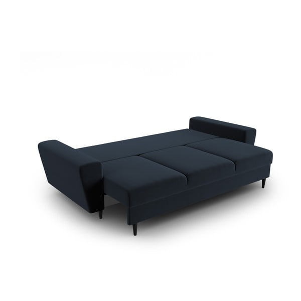 Tamsiai mėlynos spalvos iš velveto sulankstoma/su sandėliavimo vieta sofa 235 cm Kyoto – Cosmopolitan Design-image-2