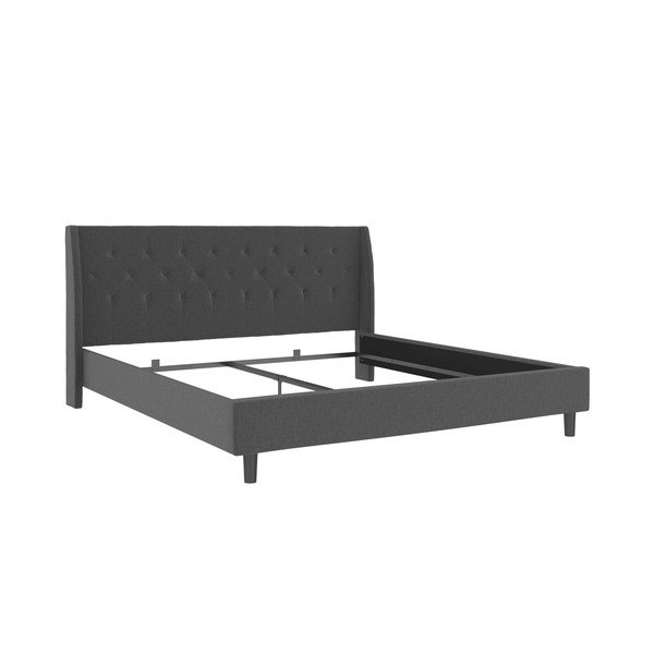 Dvigulė lova tamsiai pilkos spalvos audiniu dengta 180x200 cm Her Majesty – Støraa