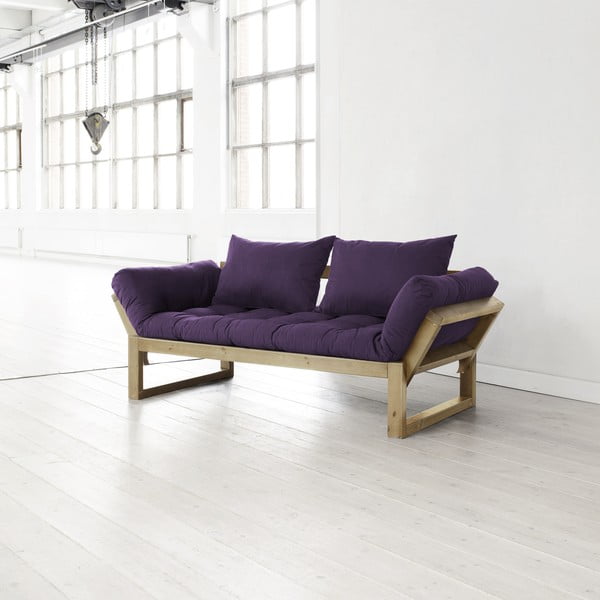 Kraštinė sofa violetinė/natūrali