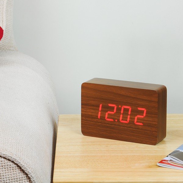 Rudas žadintuvas su raudonu LED ekranu Gingko Brick Click Clock Clock-image-3